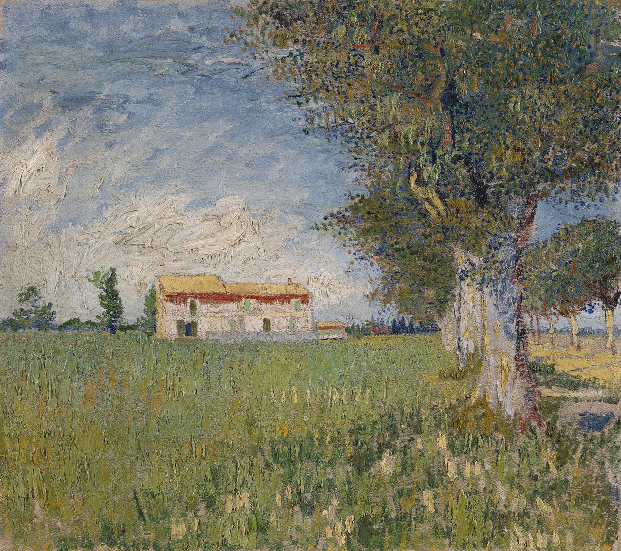 Casa de campo en un campo de trigo de Vincent van Gogh