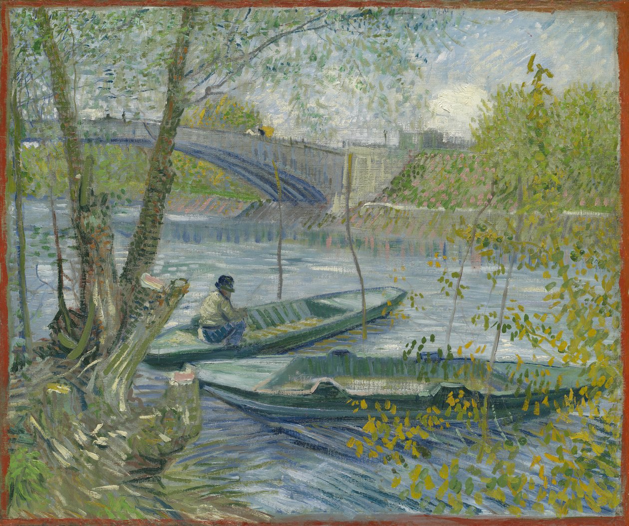 Pescando en Primavera, el Puente de Clichy Asnières, 1887 de Vincent van Gogh