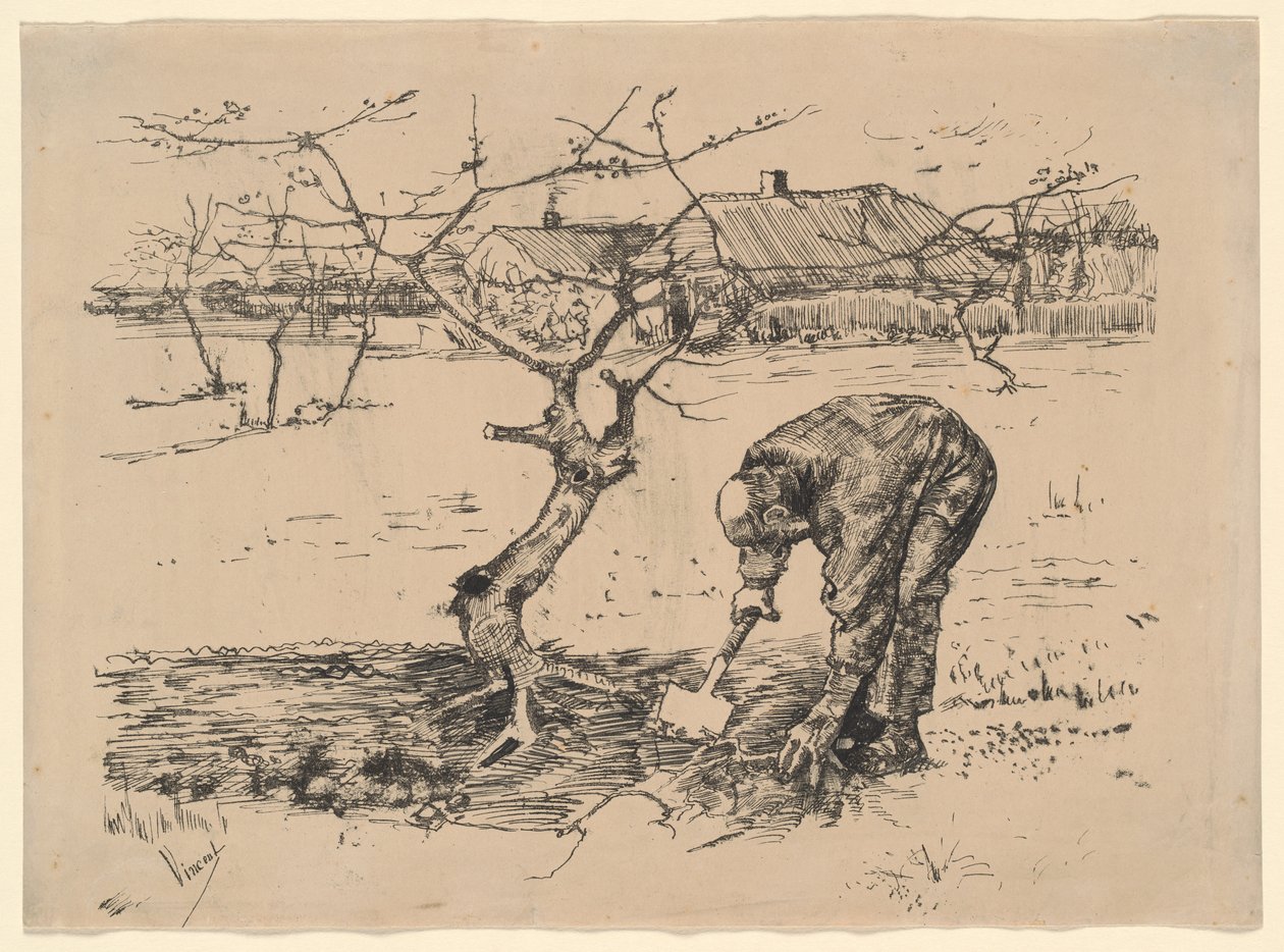 Jardinero junto a un manzano de Vincent van Gogh