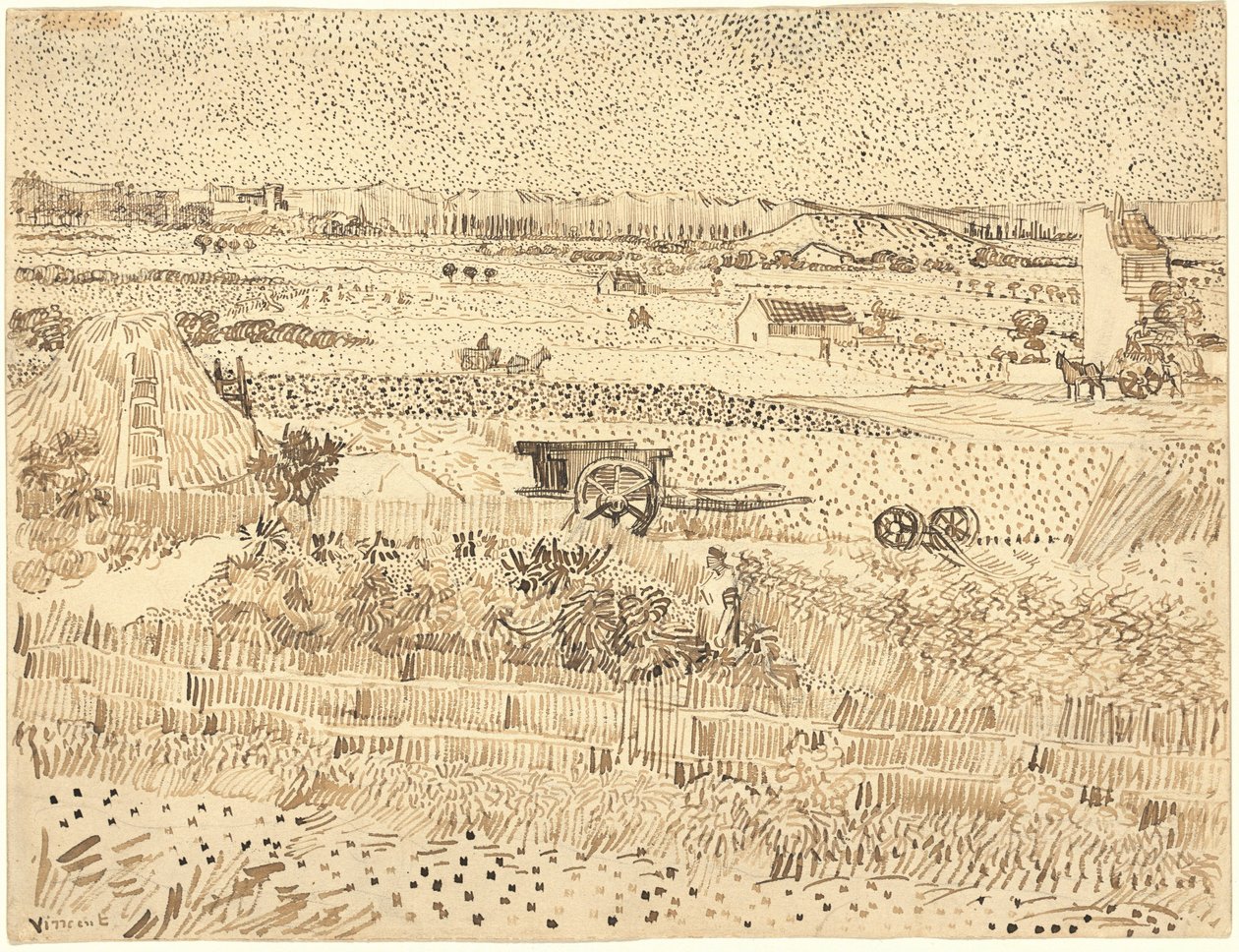 Cosecha--La Llanura de La Crau de Vincent van Gogh