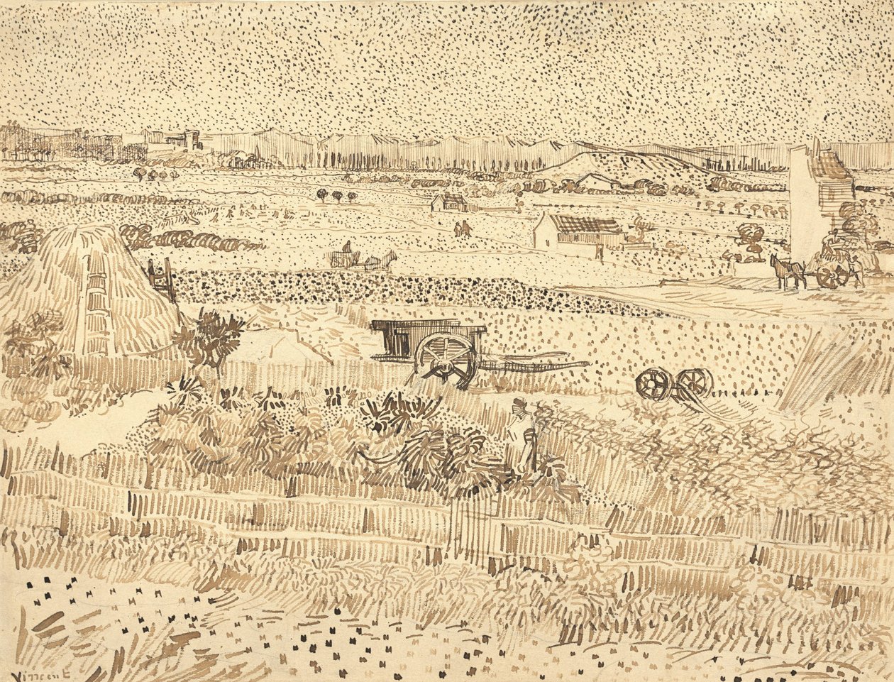 Cosecha--La Llanura de La Crau, 1888 de Vincent van Gogh