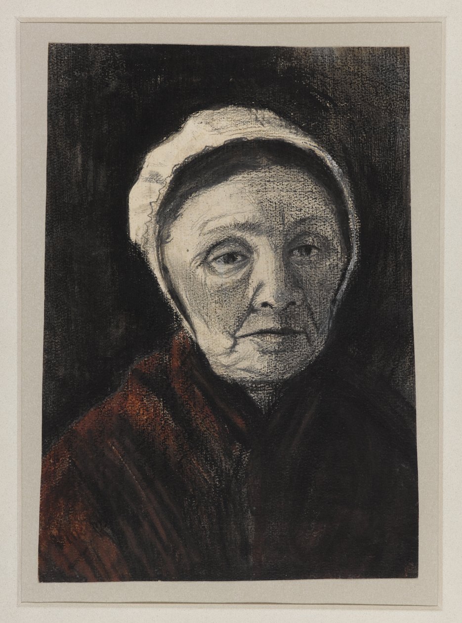 Cabeza de una anciana con gorra de Scheveninger, 1882-83 de Vincent van Gogh
