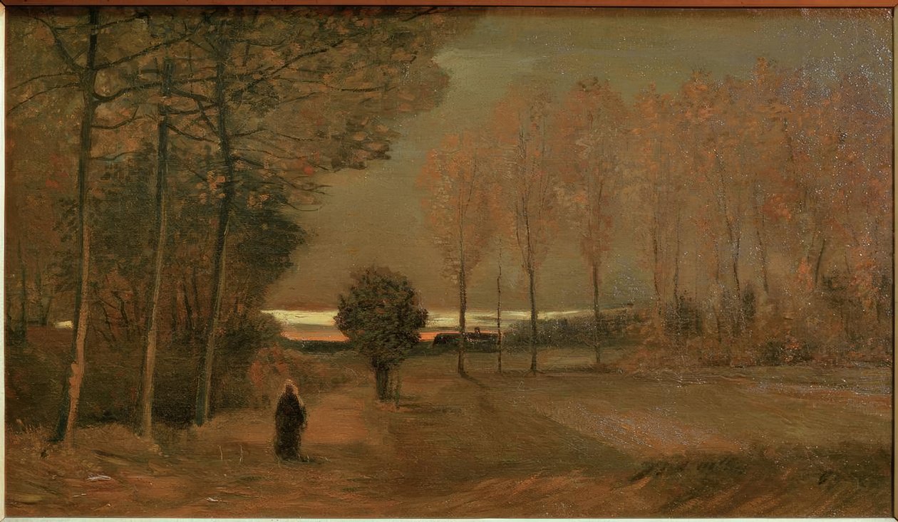 Paisaje otoñal al atardecer de Vincent van Gogh