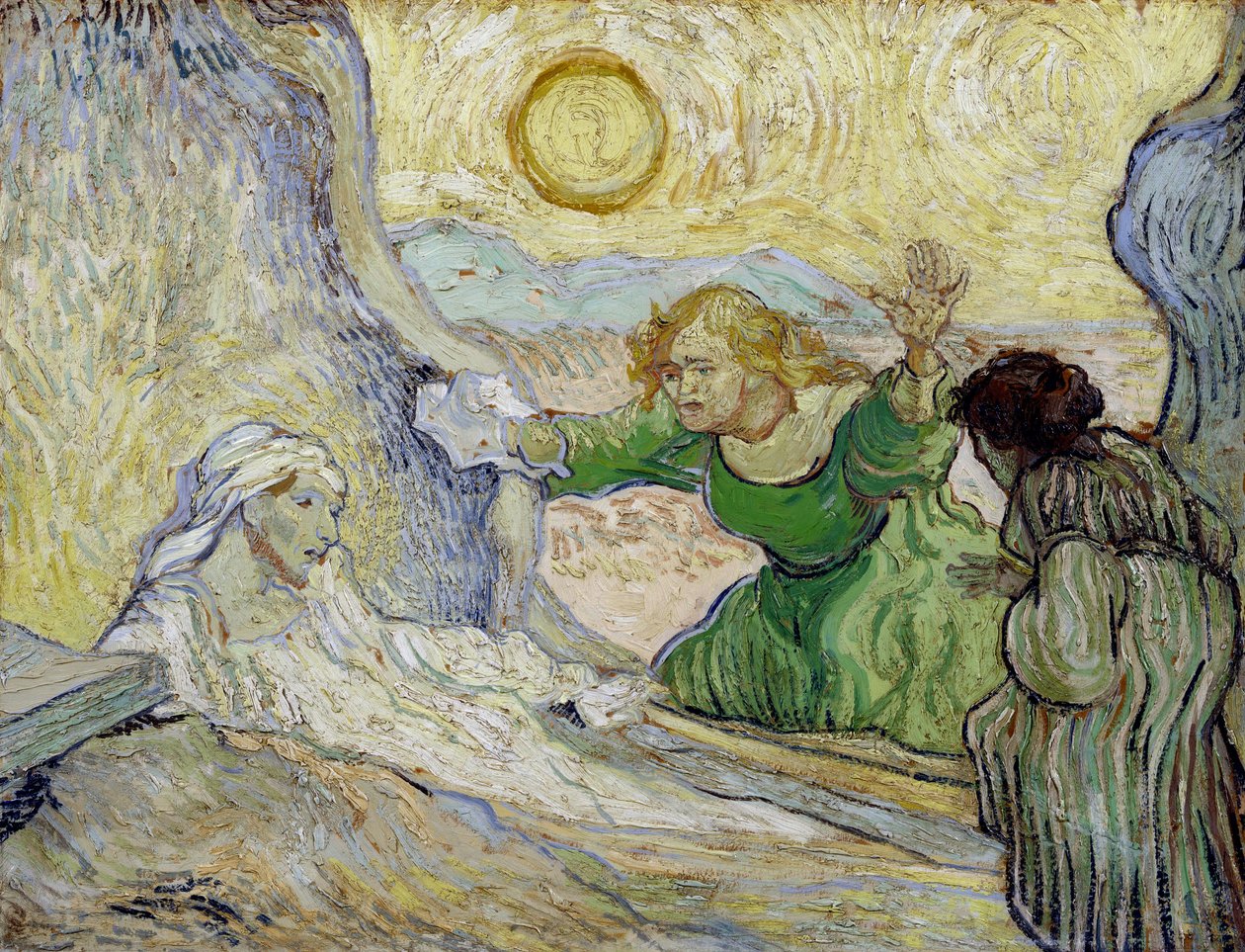 ""La resurrección de Lázaro"" (La resurrección de Lázaro (después de Rembrandt)) Pintura de Vincent van Gogh (1853-1890) después de Rembrandt de Vincent van Gogh