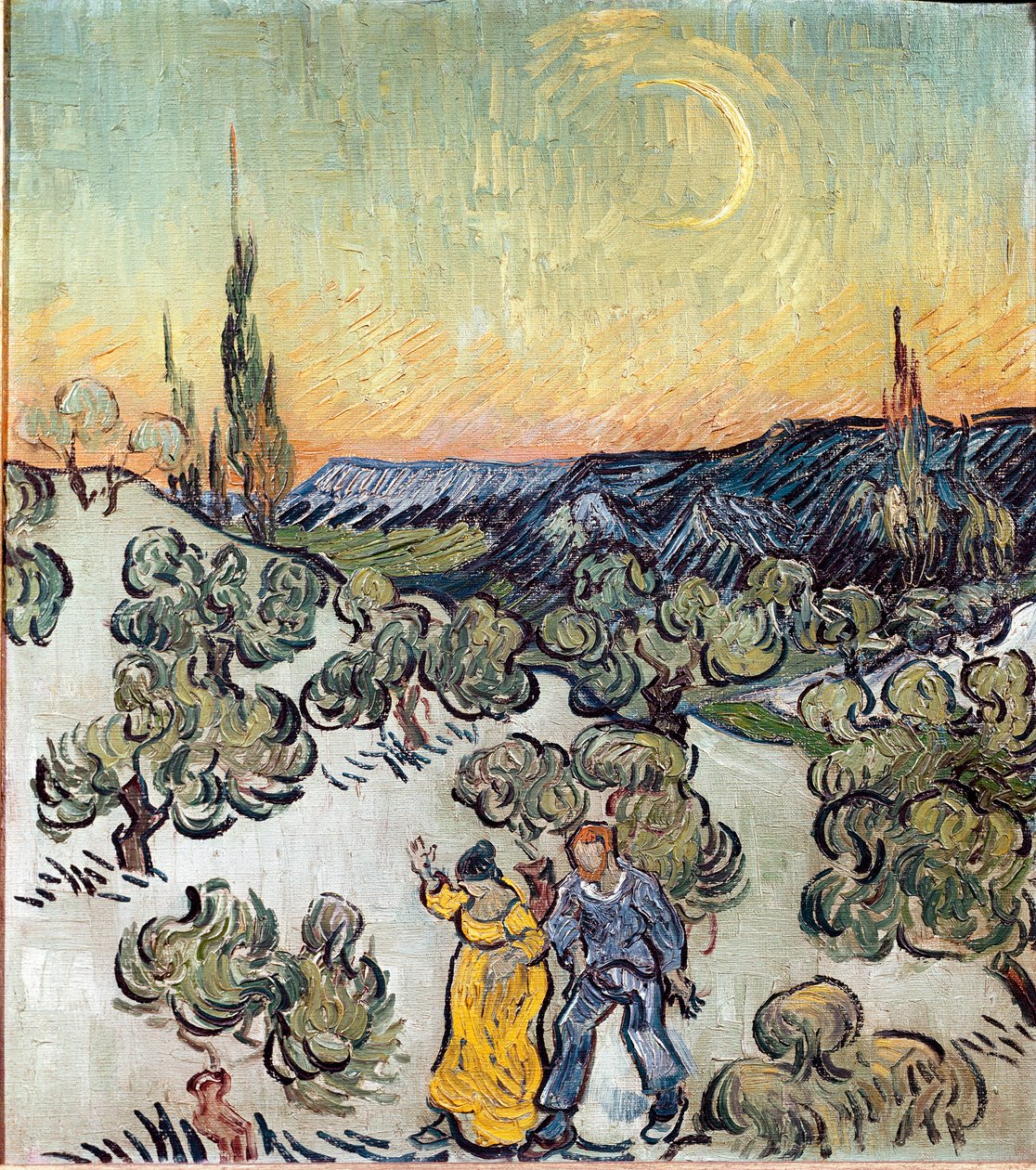 Paisaje al anochecer (Saint Remy) de Vincent van Gogh