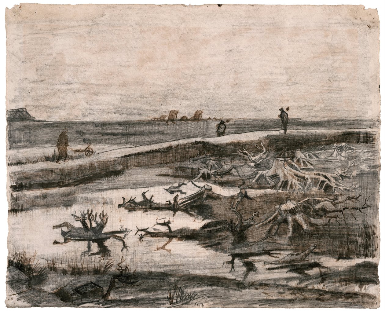 Paisaje con troncos de turbera (Trabajos en el campo) de Vincent van Gogh
