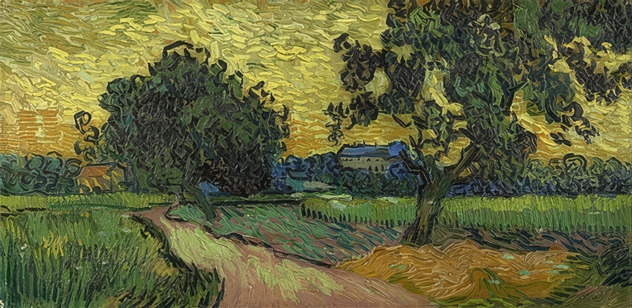 Paisaje al atardecer. 1890 de Vincent van Gogh