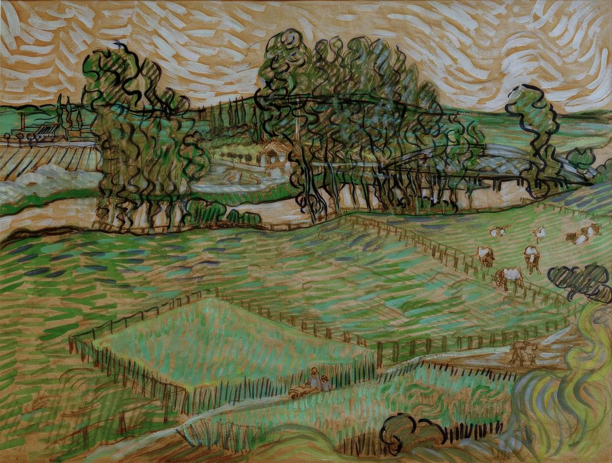 Paisaje con puente sobre el Oise de Vincent van Gogh
