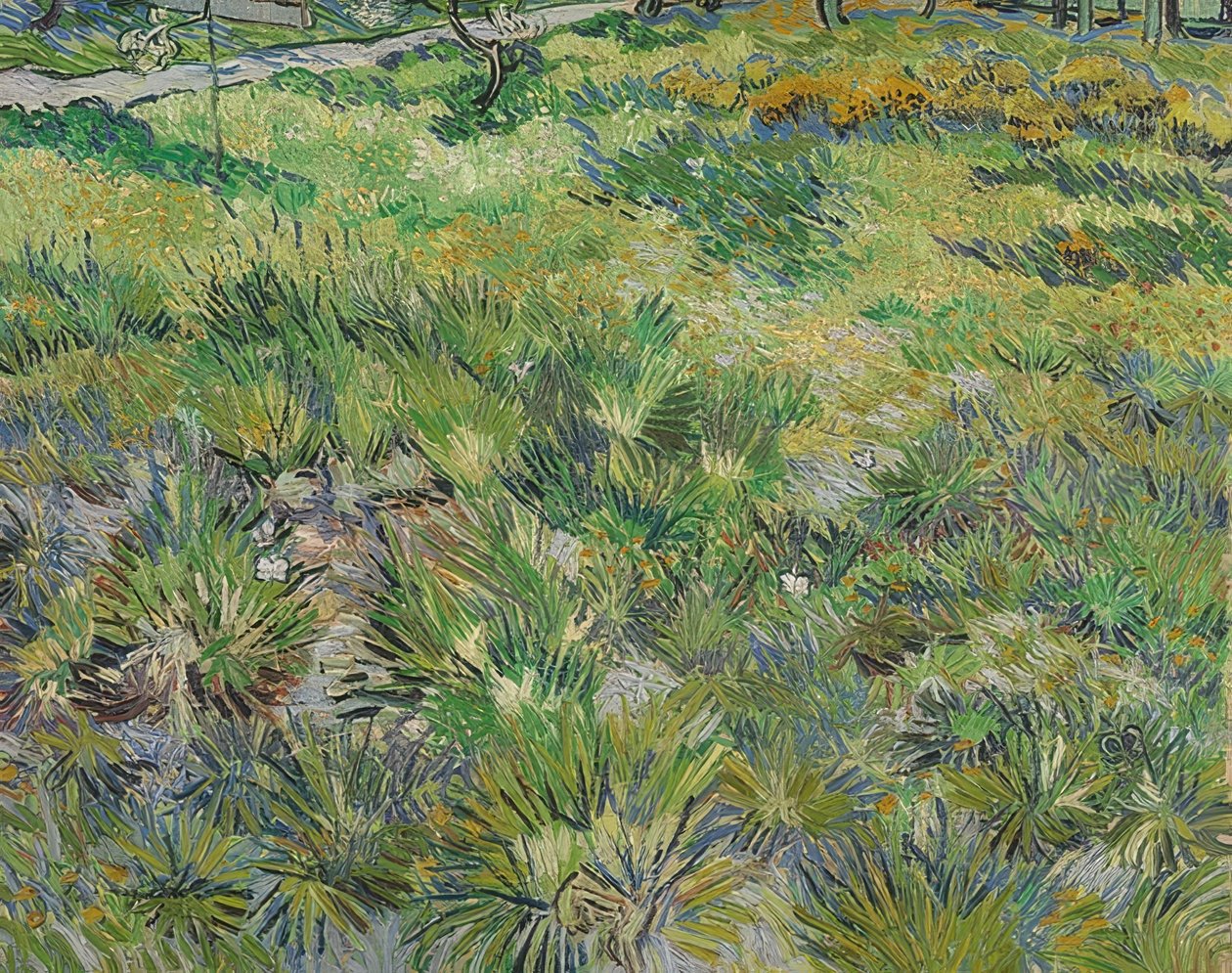 Hierba alta con mariposas de Vincent van Gogh
