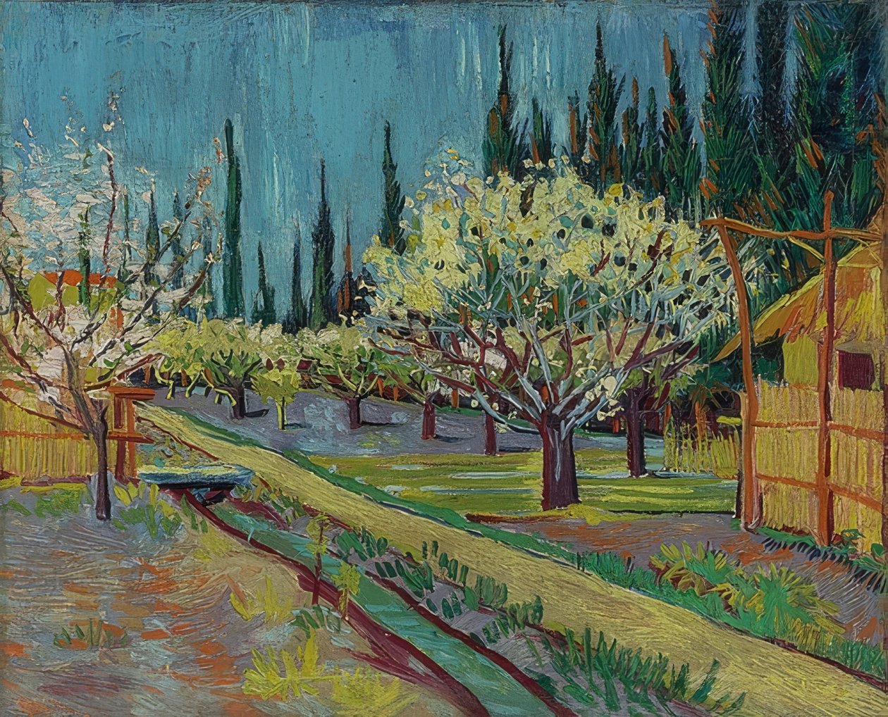 Huerto rodeado de cipreses. 1888 de Vincent van Gogh