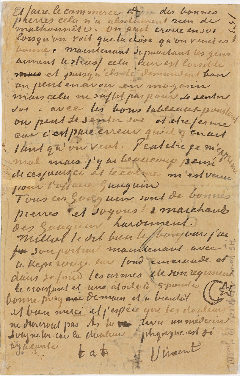 Página de una carta de Vincent a su hermano Theo, ejecutada en Arles, 1888 de Vincent van Gogh