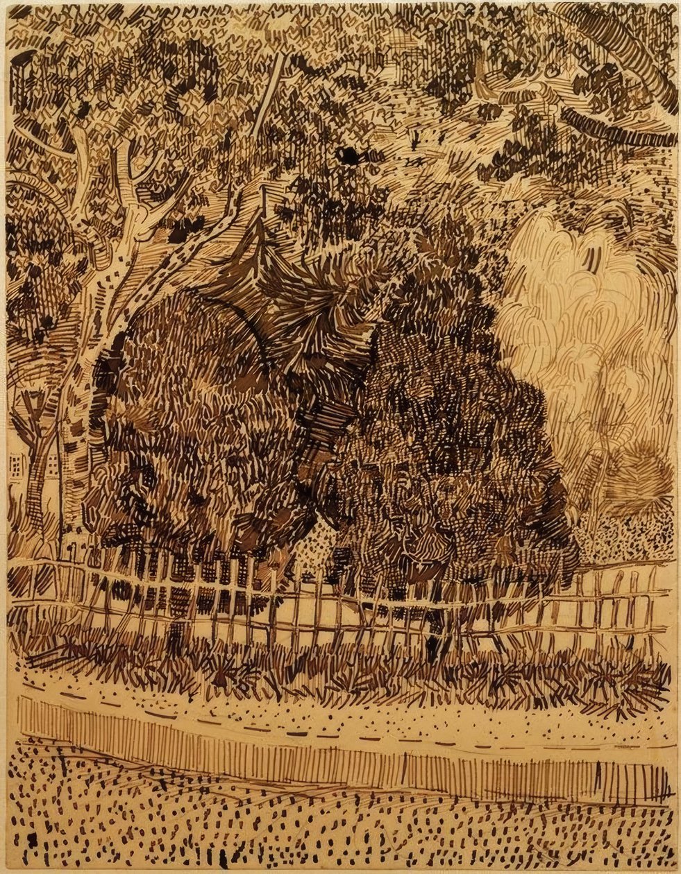 Parque con valla de Vincent van Gogh