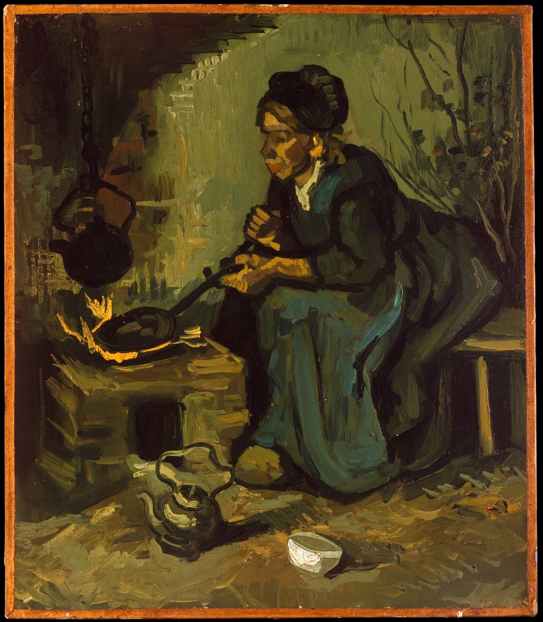 Campesina cocinando junto a una chimenea de Vincent van Gogh