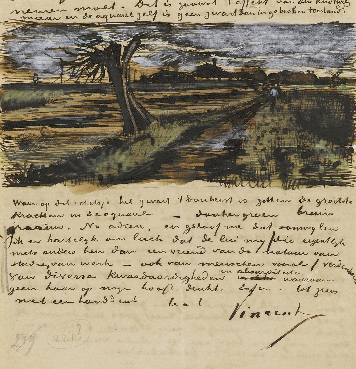Sauce Pollard. Carta a Theo van Gogh de Vincent van Gogh