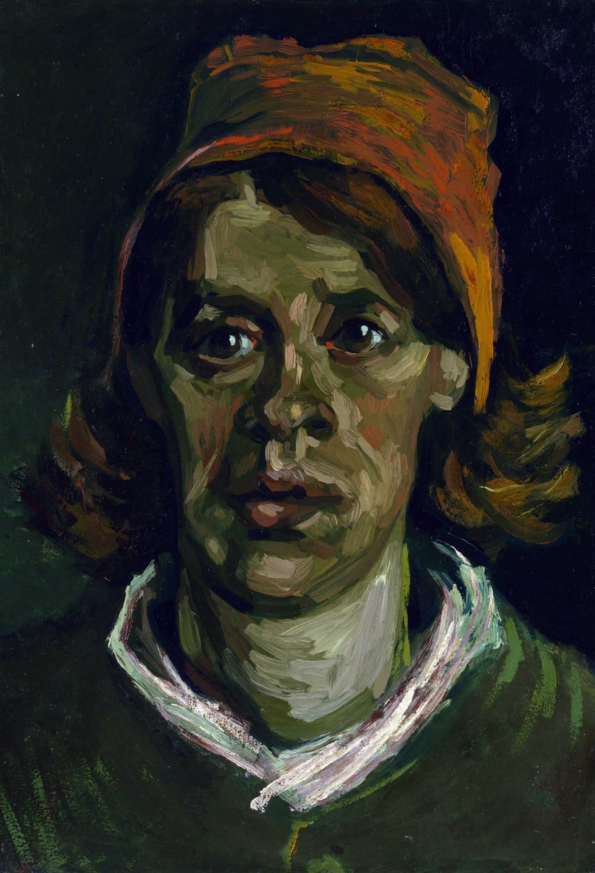 ""Retrato de una campesina con capucha roja"" (Cabeza de una campesina con capucha roja) Pintura de Vincent Van Gogh (1853-1890) de Vincent van Gogh