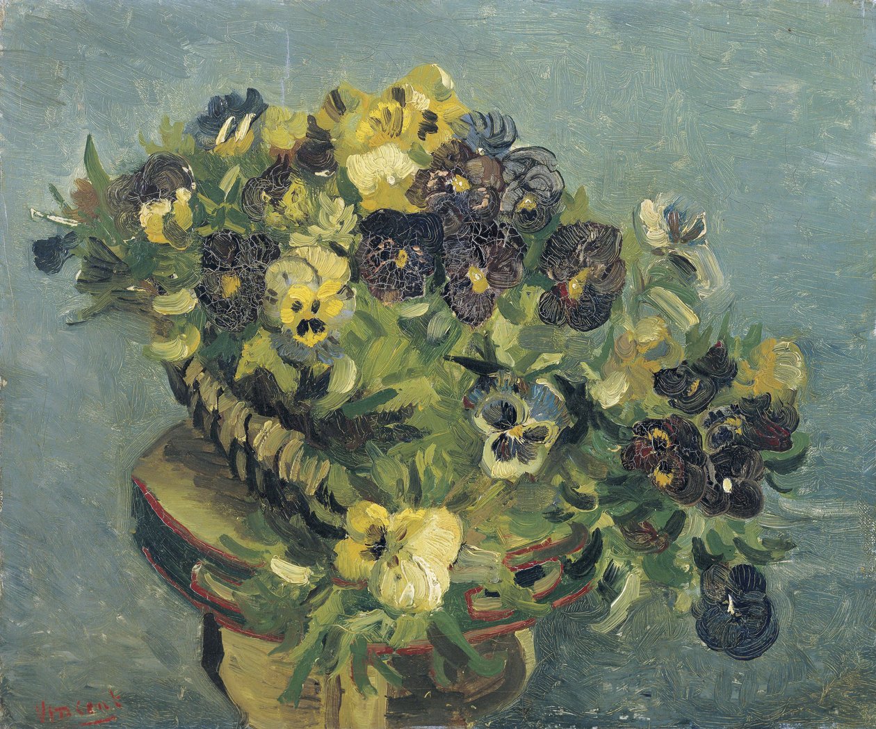 "Pot de pansies sur une petite table" (Cesta de pensamientos sobre una mesita) Pintura de Vincent van Gogh (1853-1890) 1887 Dim 46x55,5 cm Museo Van Gogh, Amsterdam de Vincent van Gogh