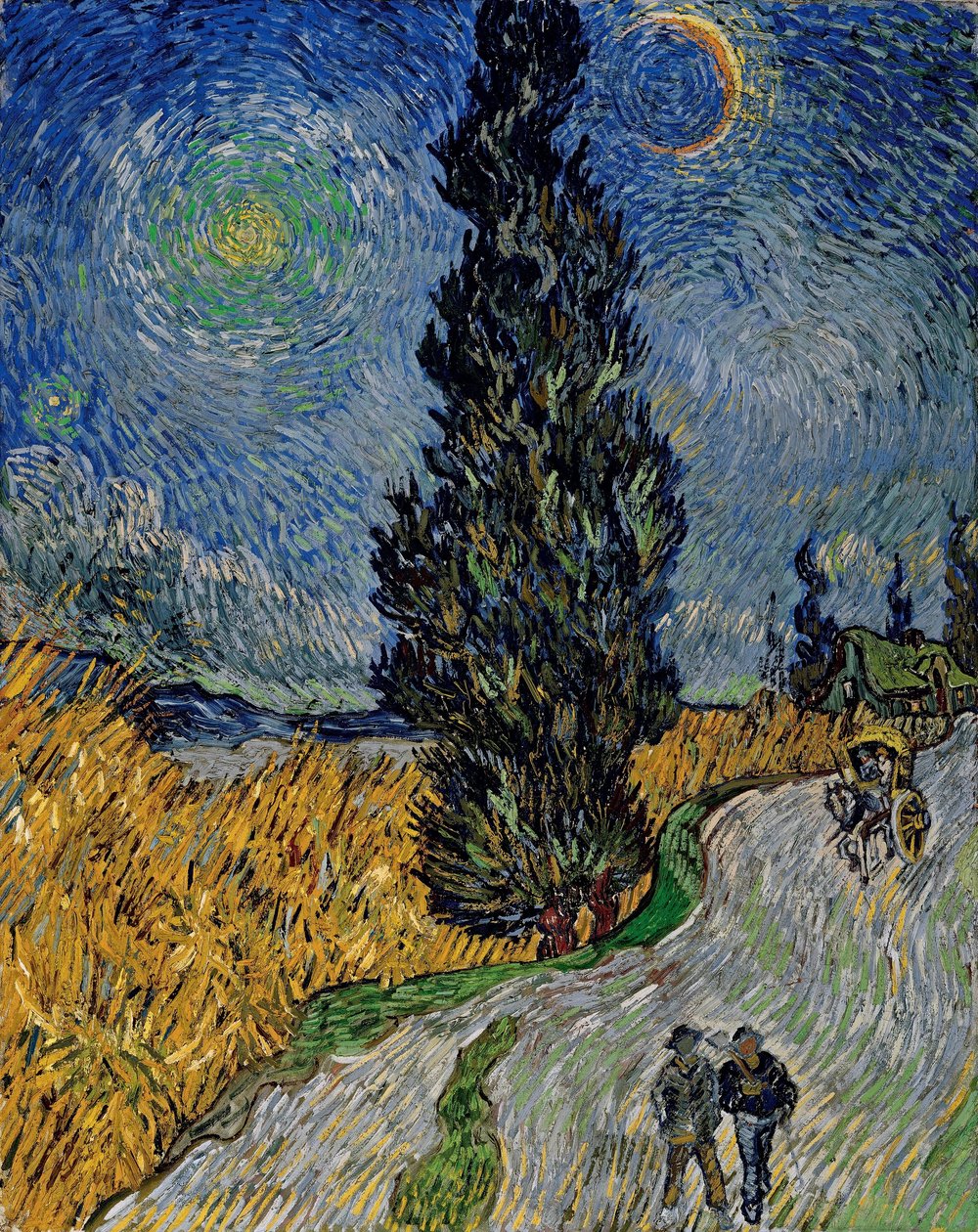 Camino con cipreses y una estrella de Vincent van Gogh