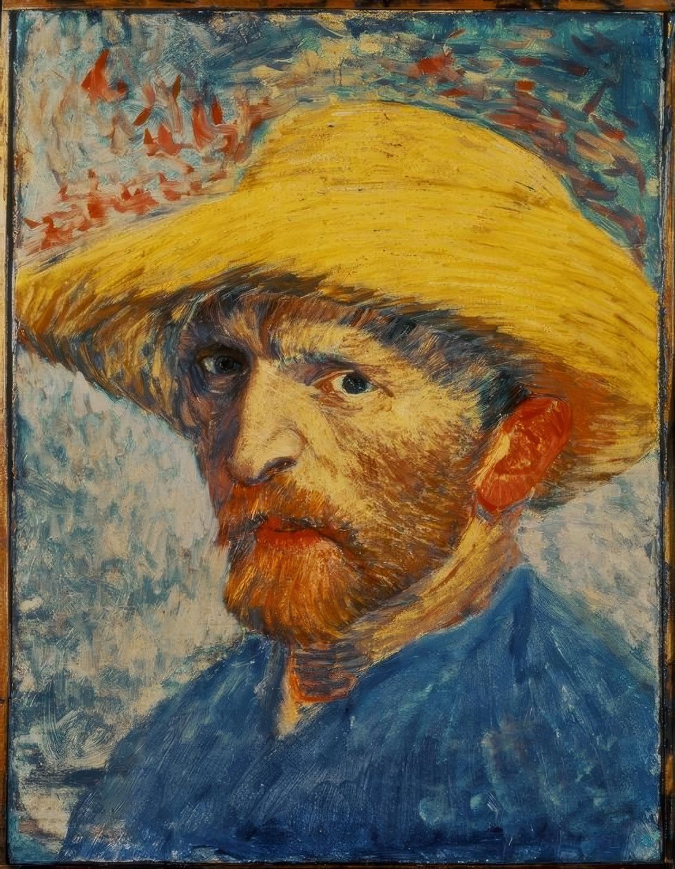 Autorretrato con sombrero de paja amarillo de Vincent van Gogh