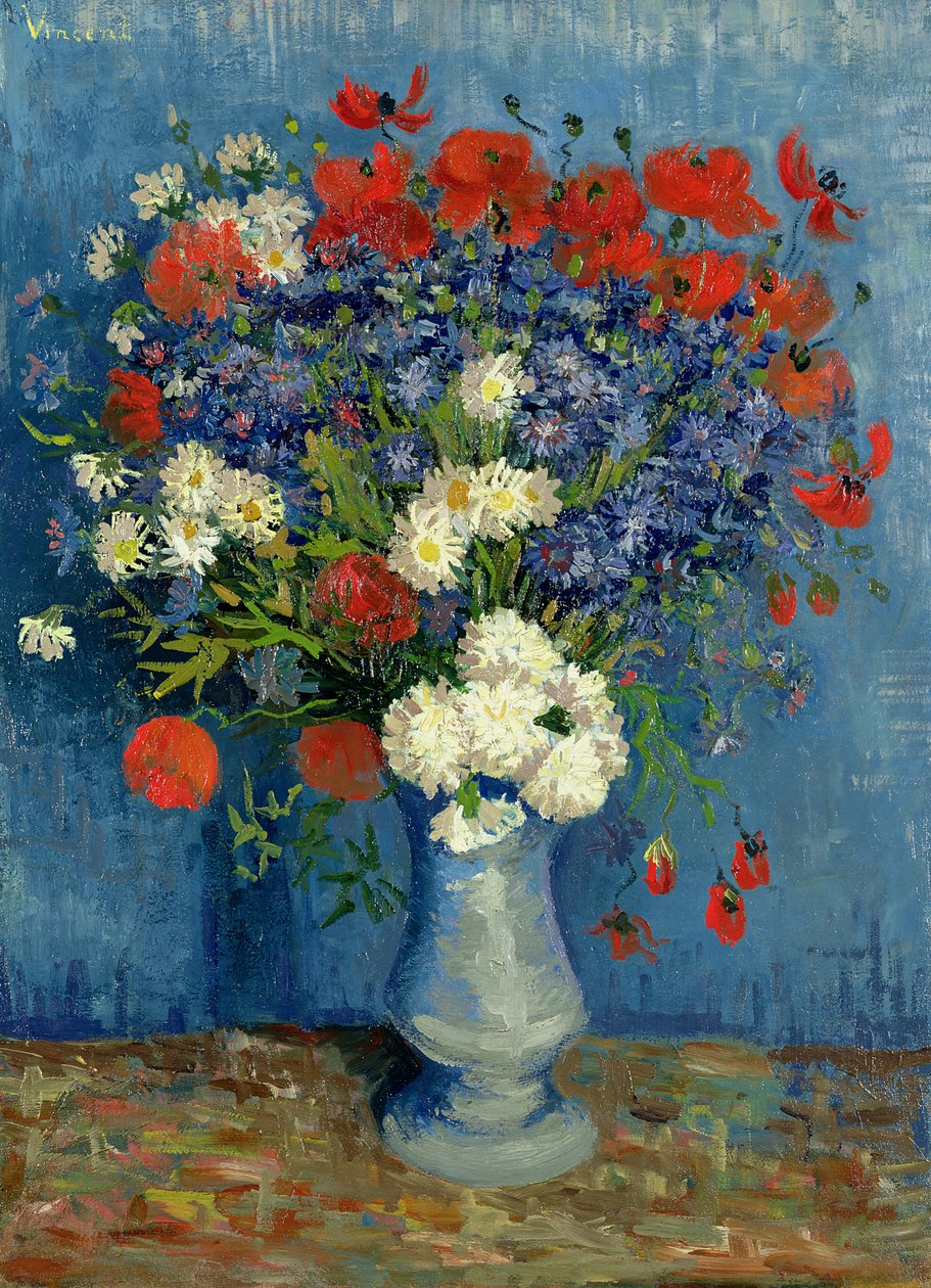 Naturaleza muerta: Jarrón con acianos y amapolas, 1887 de Vincent van Gogh