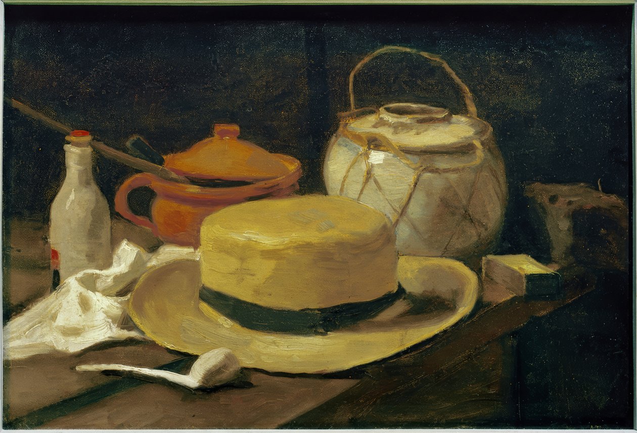 Naturaleza muerta con sombrero de paja amarillo de Vincent van Gogh