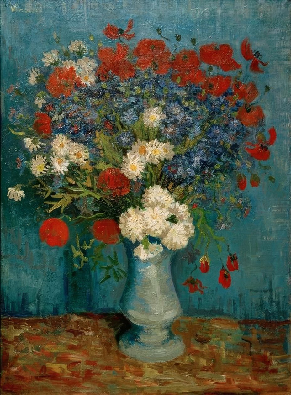 Naturaleza Muerta: Jarrón con Acianos y Amapolas de Vincent van Gogh