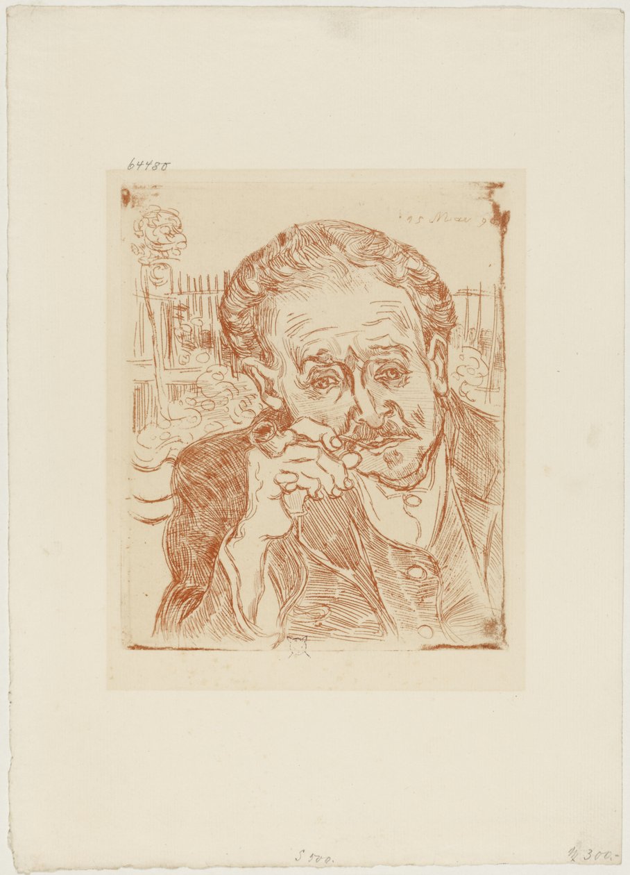 El hombre de la pipa (Retrato del Dr. Paul Gachet), c.1890-1909 (aguafuerte sobre papel) de Vincent van Gogh