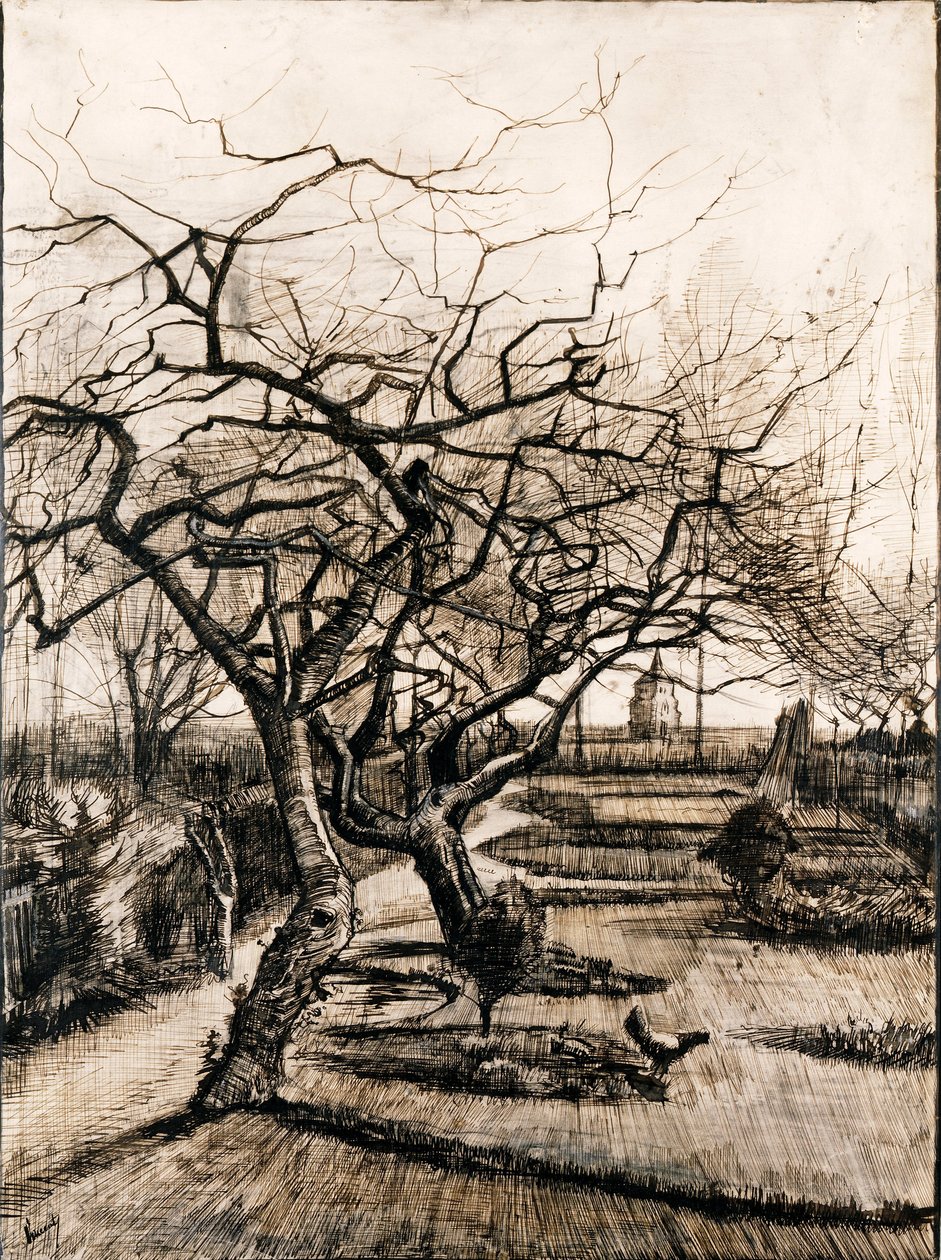 El jardín de la rectoría en Nuenen en invierno de Vincent van Gogh