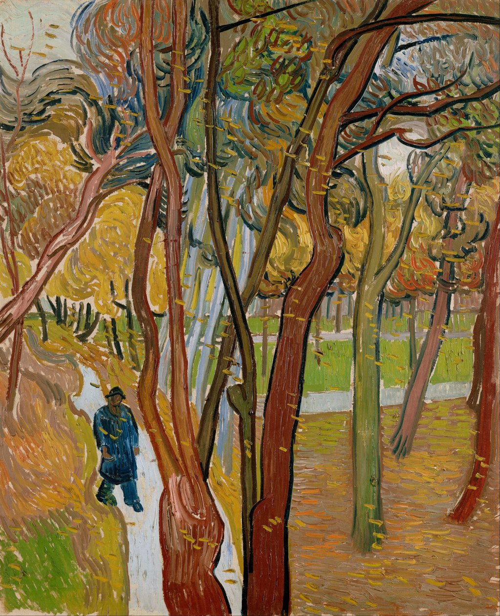 El jardín del Hospital de San Pablo («La caída de las hojas») de Vincent van Gogh