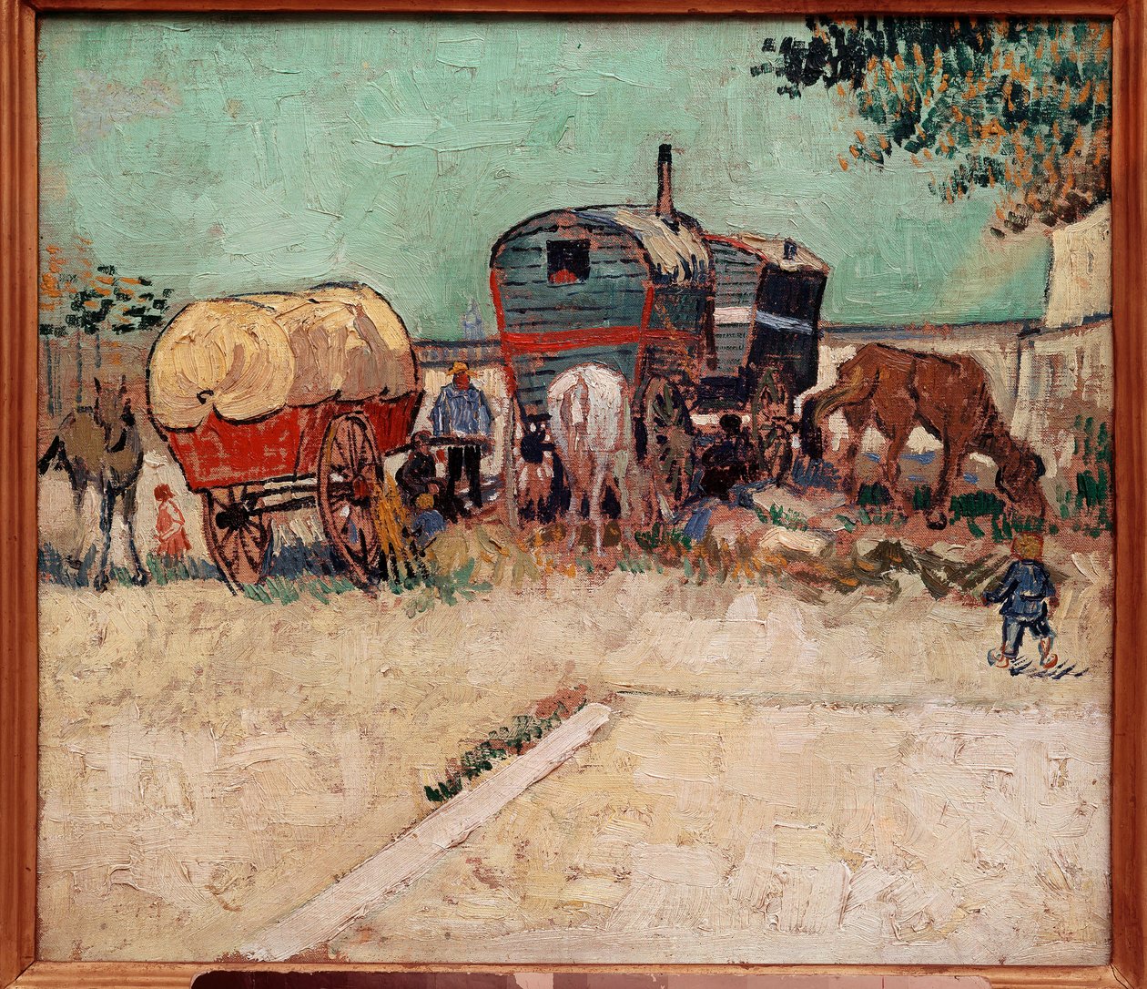Los remolques, un campamento de bohemios en las cercanías de Arles (pintura de Vincent Van Gogh) de Vincent van Gogh