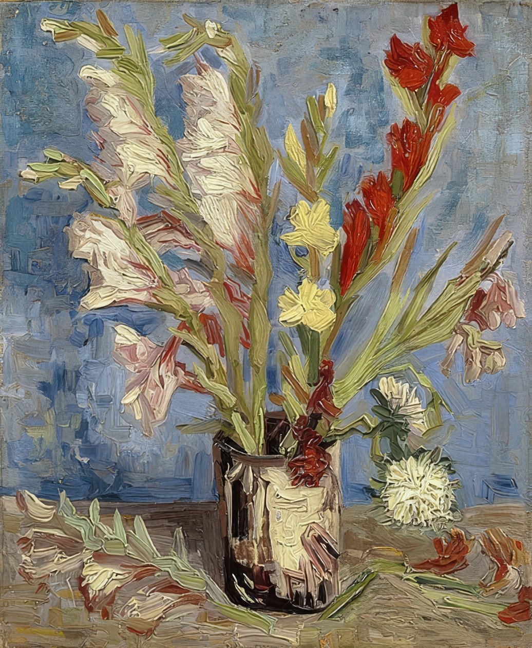 Jarrón con gladiolos y ásteres. 1886 de Vincent van Gogh