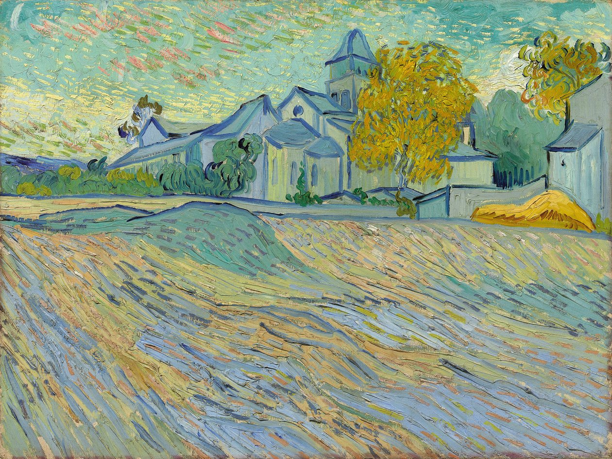 Vista del asilo y la capilla de Saint-Remy, 1889 de Vincent van Gogh