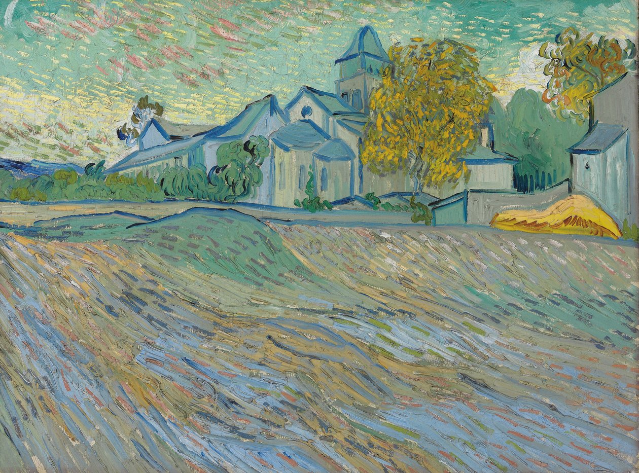 Vista del asilo y de la Capilla de Saint-Rémy, 1889 de Vincent van Gogh