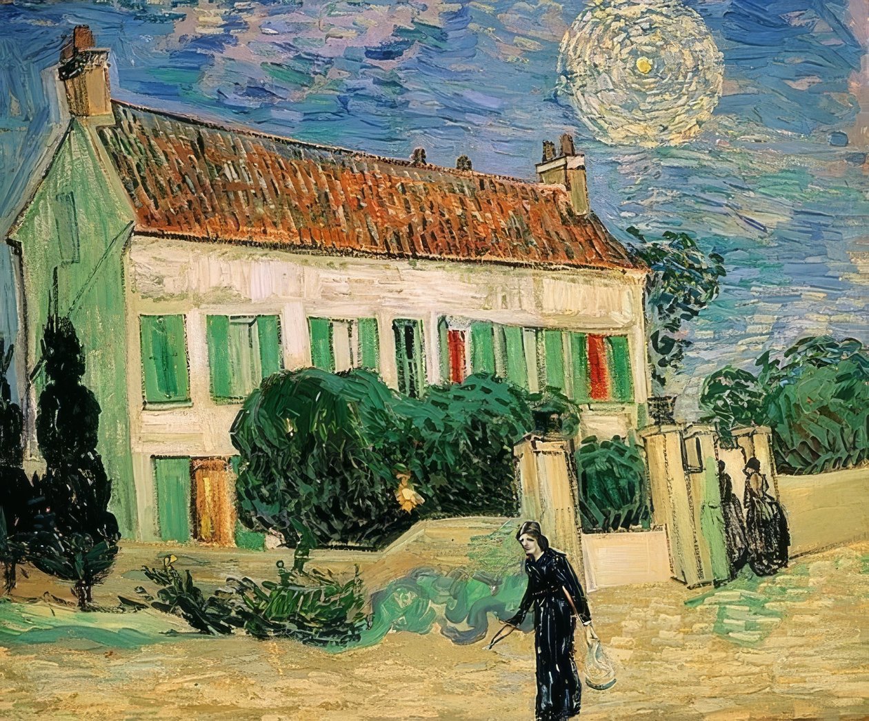 Casa blanca de noche. Junio 1890 de Vincent van Gogh