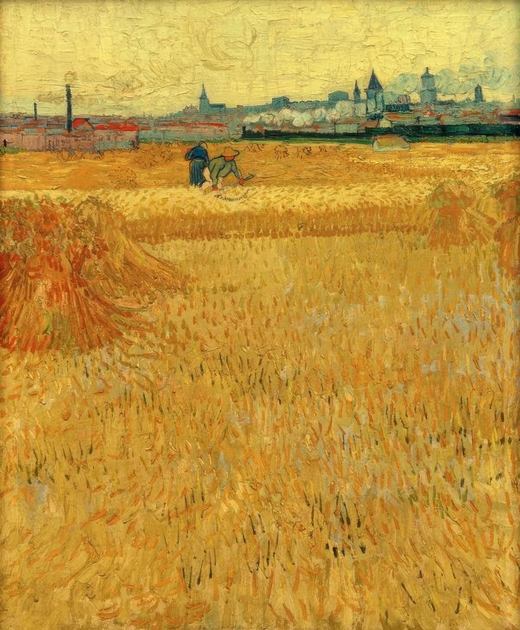 Campo de trigo con vista a Arles de Vincent van Gogh