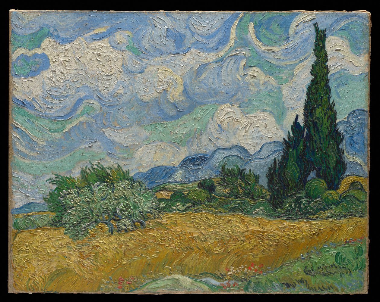 Campo de trigo con cipreses de Vincent van Gogh