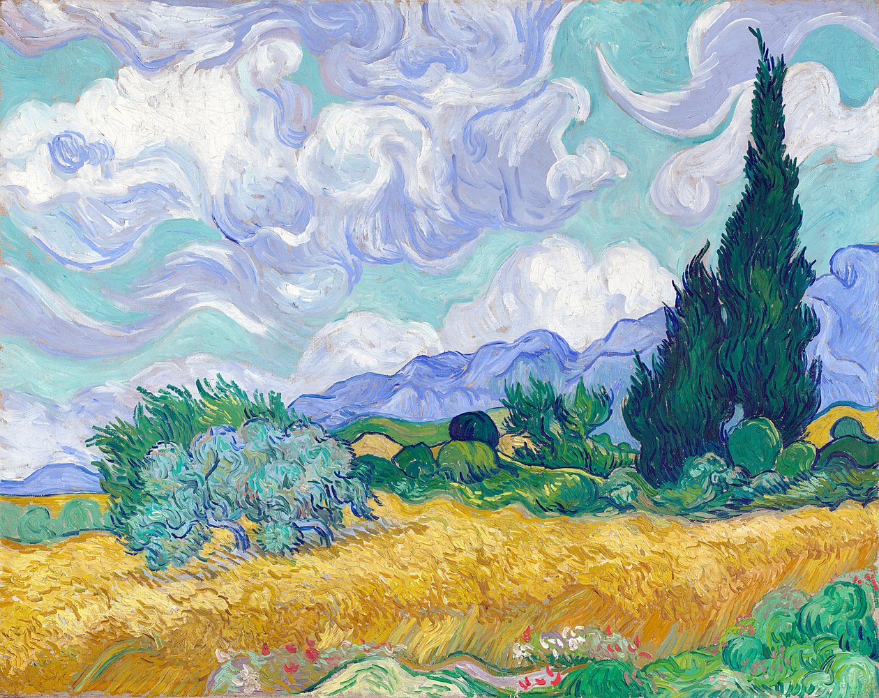Campo de trigo con cipreses de Vincent van Gogh