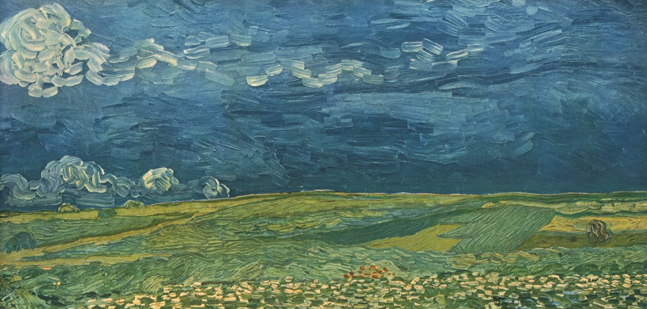 Campos de trigo bajo nubes de tormenta, julio 1890, 1947 de Vincent van Gogh