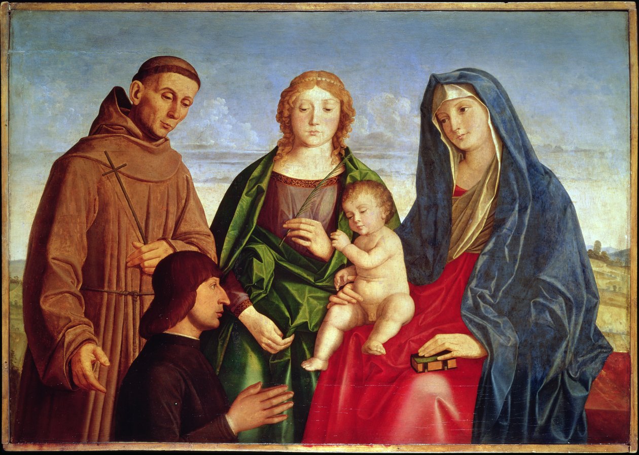La Virgen y el Niño con San Francisco, una santa y un donante de Vincenzo di Biagio Catena
