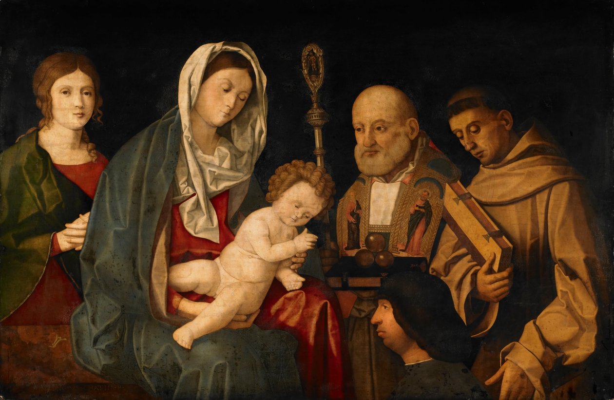 Virgen y Niño con santos y un donante de Vincenzo di Biagio Catena