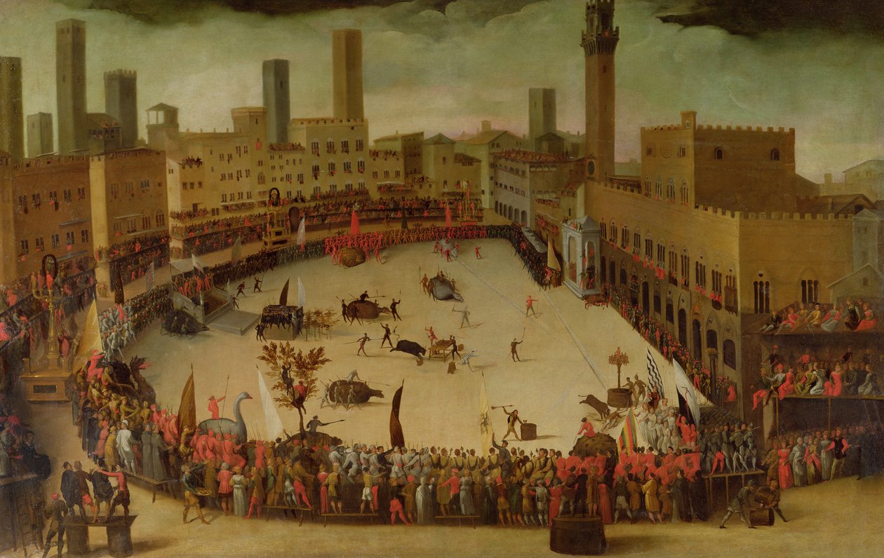 Una Fiesta en el Campo del Campo, Siena, 1597 de Vincenzo Rustici