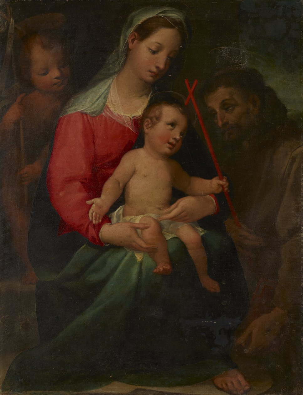 Madonna y el Niño con el Infante San Juan Bautista y San Francisco de Vincenzo Rustici