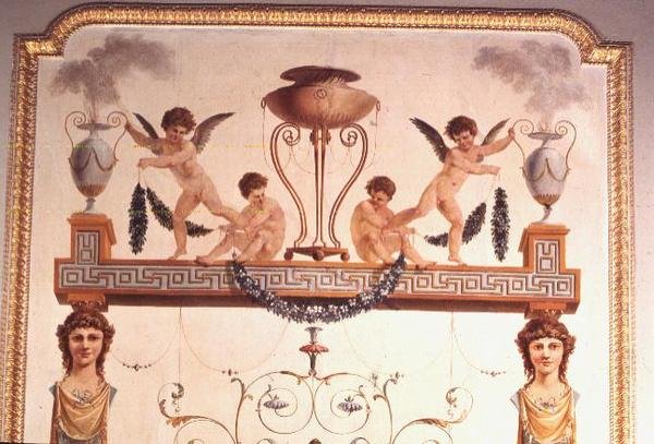 (detalle) de la Pared de la Sala de Música Pompeyana, 1777-80 de Vincenzo Valdre