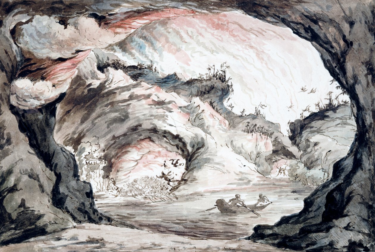 Escena trágica, boceto de la escenografía (acuarela) de Vincenzo Bonomini