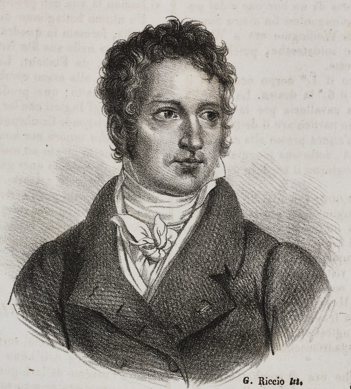 Retrato de Vincenzo Camuccini (1771-1844), pintor y restaurador italiano, litografía de Gaetano Riccio de Poliorama Pittoresco, n 16, 23 de noviembre de Vincenzo Camuccini