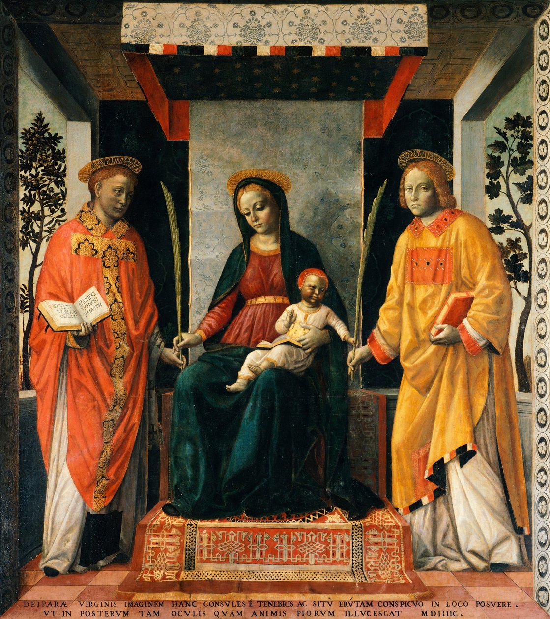 Madonna y Niño entre San Faustino y San Jovita, por Vincenzo Foppa de Vincenzo Foppa