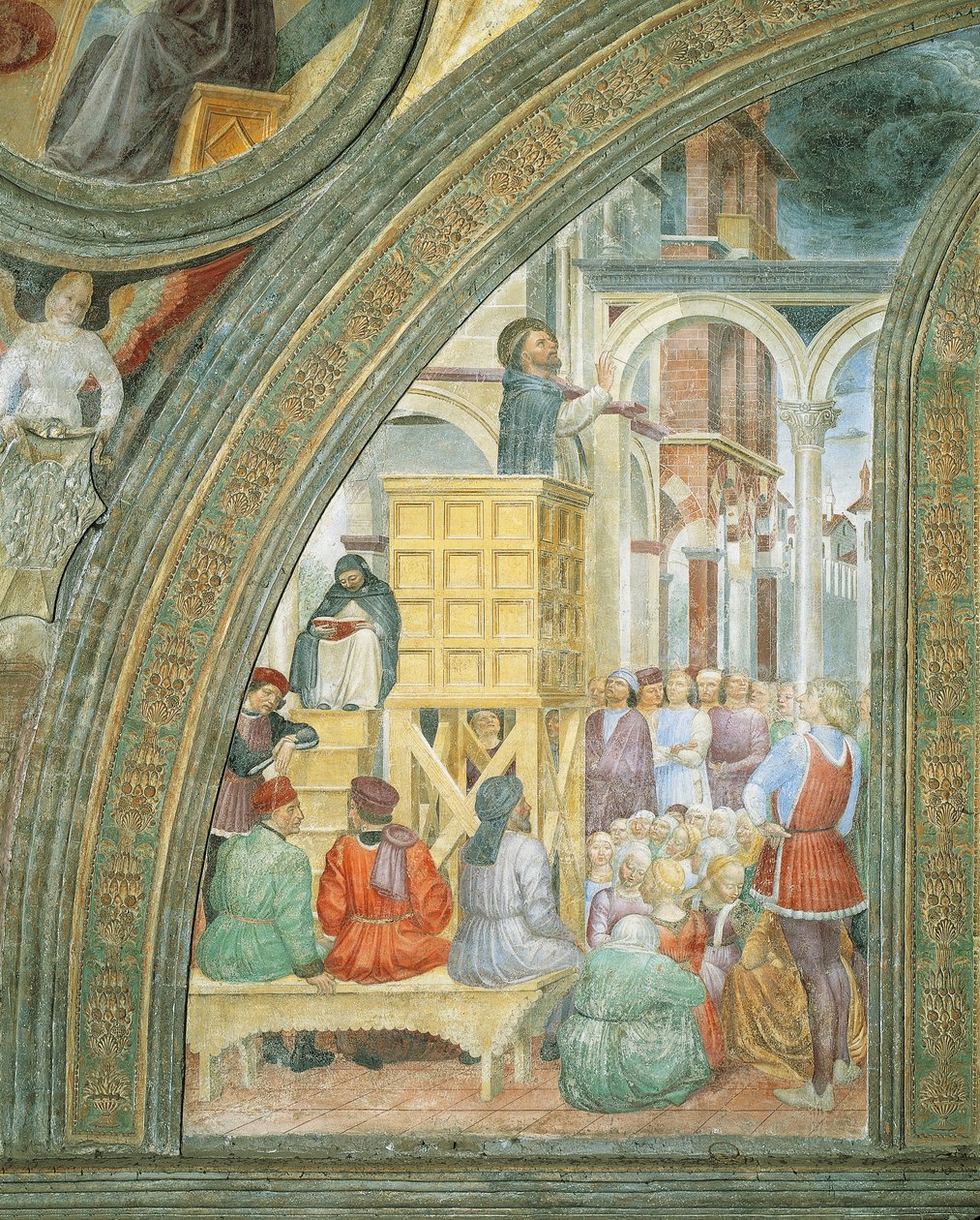El milagro de la nube, detalle de Historias de San Pedro Mártir, por Vincenzo Foppa de Vincenzo Foppa