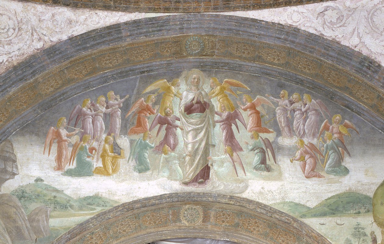 Virgen María y ángeles músicos de Vincenzo Foppa