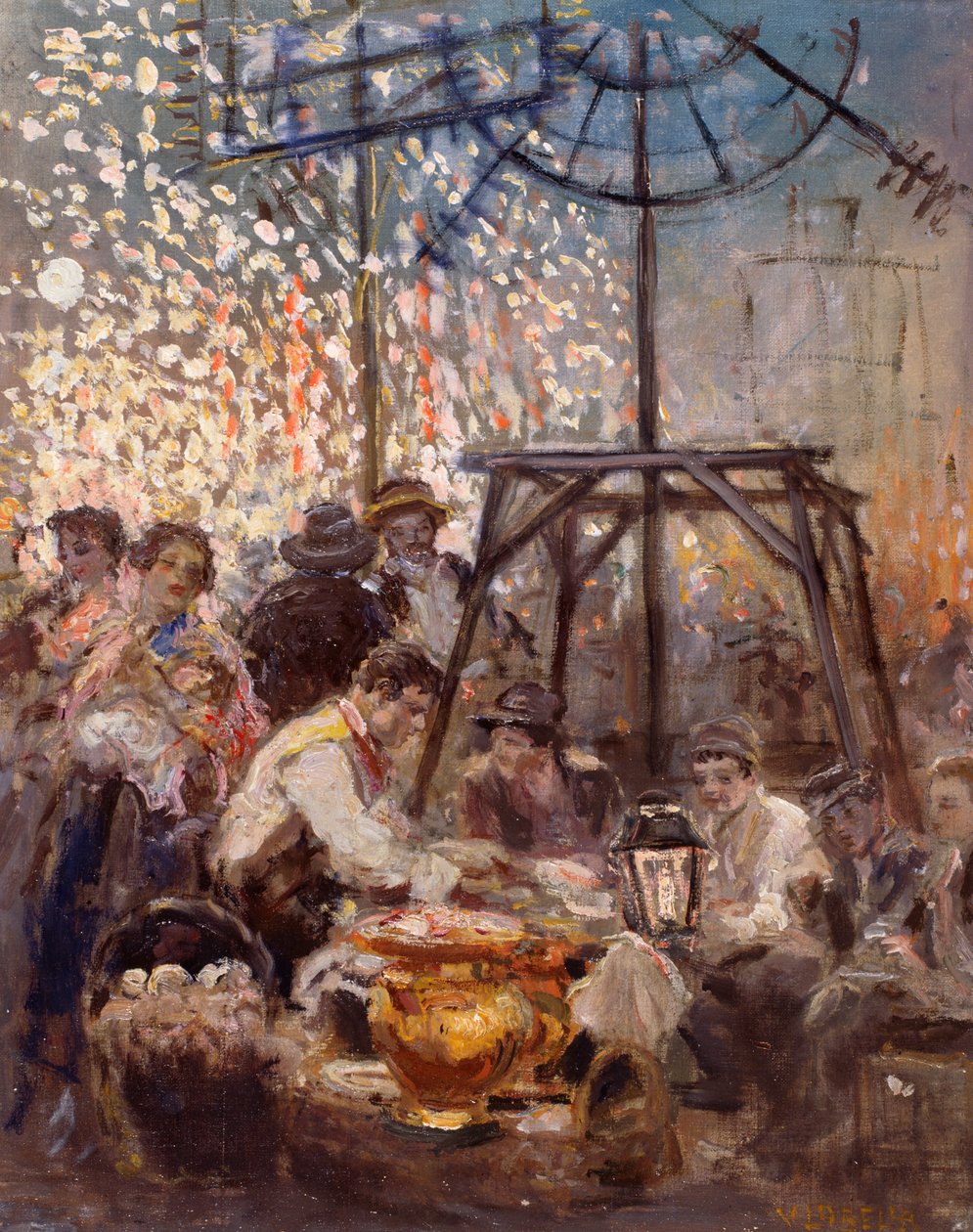 Vendedor de pulpos en Piedigrotta, por Vincenzo La Bella (1872-1954) de Vincenzo La Bella