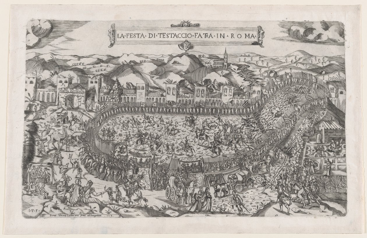 Speculum Romanae Magnificentiae: Juegos de carnaval en el Monte Testaccio en Roma de Vincenzo Luchino