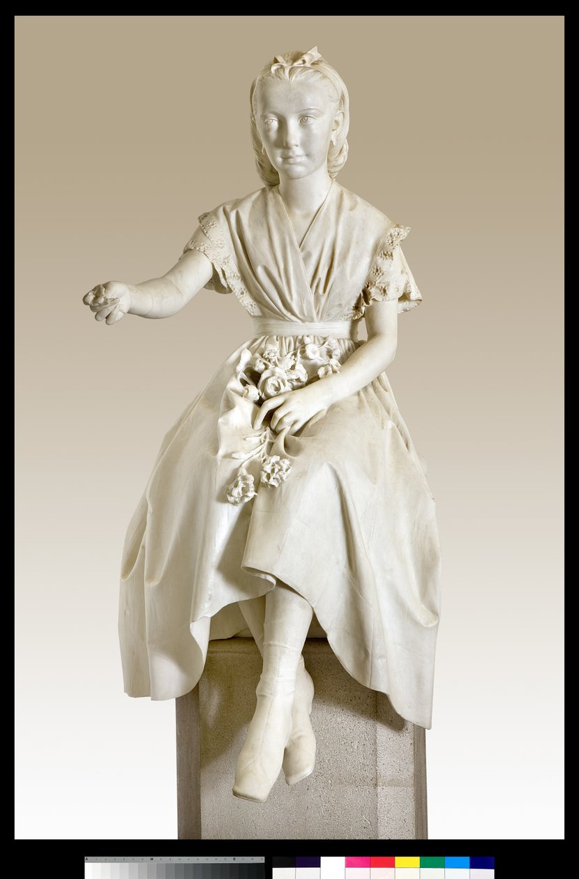 Retrato de la Marquesa Virginia Busti Porro como una Niña o Joven Dama ofreciendo una Flor de Vincenzo Vela